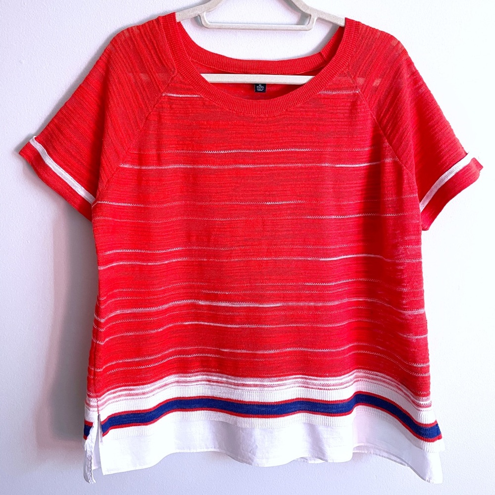 Knit Blouse with Short Sleeves in Boating or Marine Style by Tommy Hilfiger